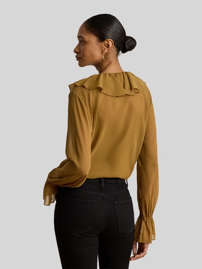 Lauren Ralph Lauren bluzka o kroju regular fit z kołnierzem z falbanami Camel 5