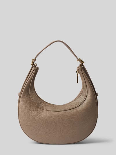 Produktfoto, Shoulder Bag mit Strukturmuster Modell 'Whisper' von Coccinelle in Beige, sichtbare feine Narbung, goldene Details, Damenaccessoire, Hauptfach mit Reißverschluss, verstellbarer Schulterriemen, Breite 24 cm, Länge 24 cm, Tiefe 6 cm, Länge Schulterriemen 58 cm