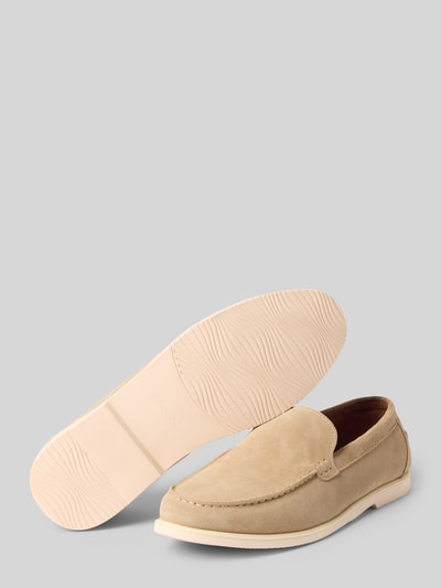 Produktfoto, loafersy Loafer aus echtem Leder Modell 'OWEN' von SELECTED HOMME, efekt: jednolity kolor, nosek buta zaokrąglony, płaska podeszwa, bez zapięcia, fakturowana podeszwa, wykończenie materiału: skóra welurowa, materiał: naturalna skóra