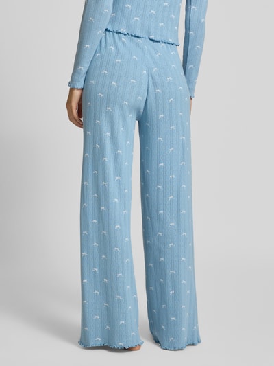 Jake*s Casual Wide Leg Pyjama-Hose mit Lochmuster Hellblau 5