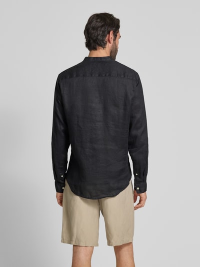 Casual Friday Slim fit vrijetijdsoverhemd van linnen, model 'Anton' Zwart - 5