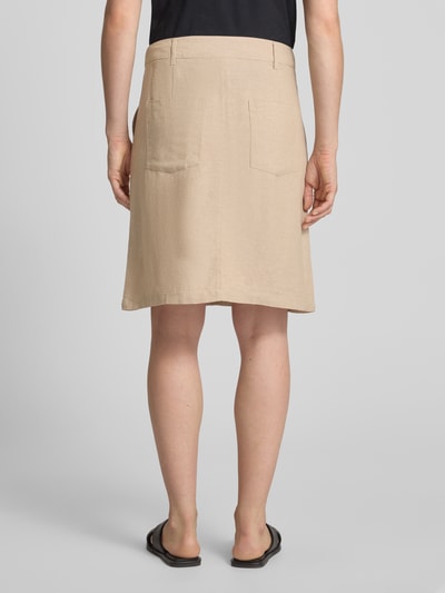 FREE/QUENT Spódnica o długości do kolan z mieszanki lnu i wiskozy model ‘Lava’ Beżowy 5