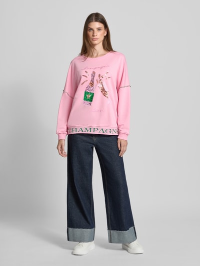 miss goodlife Sweatshirt met statementstitching en pailletten Lichtroze - 1