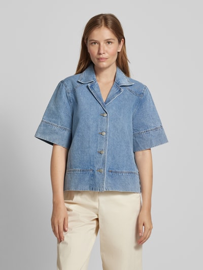 YAS Jeansblouse met reverskraag, model 'LENA' Jeansblauw - 4