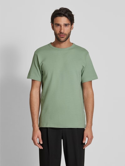 SELECTED HOMME T-Shirt mit geripptem Rundhalsausschnitt Modell 'SANDER' Hellgruen 4