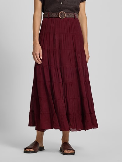 Apricot Maxirok in laagjeslook met riem Bordeaux - 4