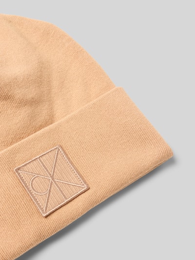 CK Calvin Klein Mütze aus Viskose-Mix mit Logo-Patch Modell 'Bea' Cognac 2