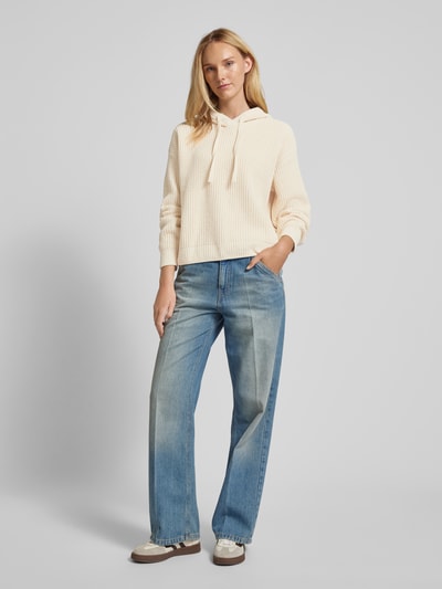 Vero Moda Geribde pullover met capuchon, model 'NEAT' Offwhite - 1