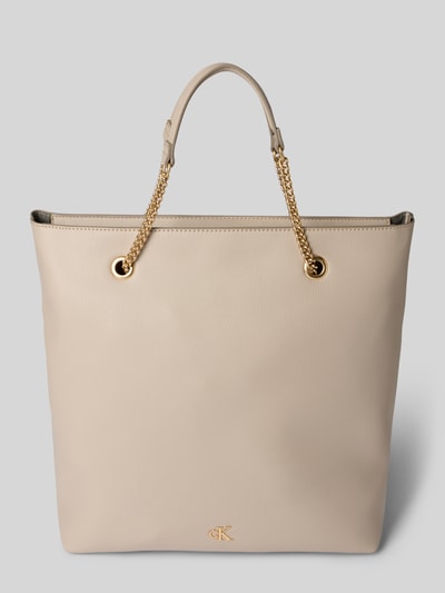 CK Calvin Klein Torba tote z detalem z logo Beżowy 2