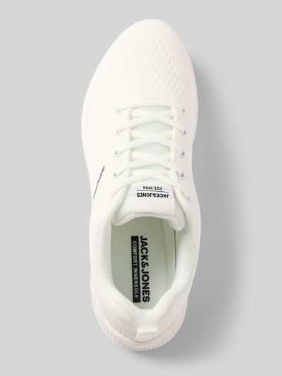 Produktfoto, Sneaker mit Label-Detail Modell 'CROXLEY' von JACK & JONES in Weiß, abgerundete Spitze, Schnürung, strukturierte Oberfläche, Herren, Absatzhöhe 5 cm, Schafthöhe 7 cm, Schaftweite 7 cm