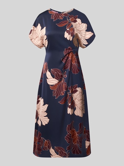 Produktfoto, Midikleid aus Satin von Christian Berg Woman Selection mit floralem Allover-Print in Dunkelblau, taillierte Passform