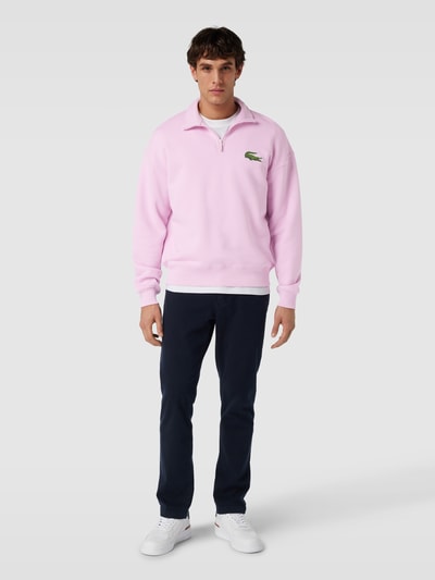 Lacoste Loose Fit Sweatshirt mit Stehkragen und Reißverschluss Rosa 1