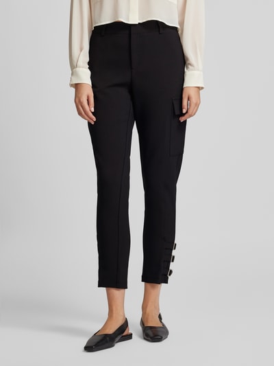 Monari Slim fit stoffen broek met cargozak Zwart - 4