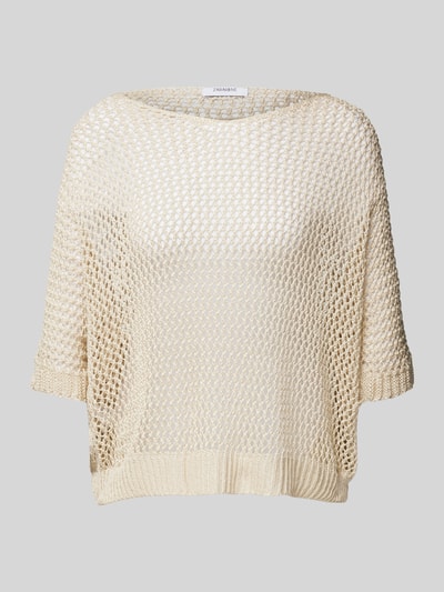 ZABAIONE Strickpullover mit Lochmuster Beige 2