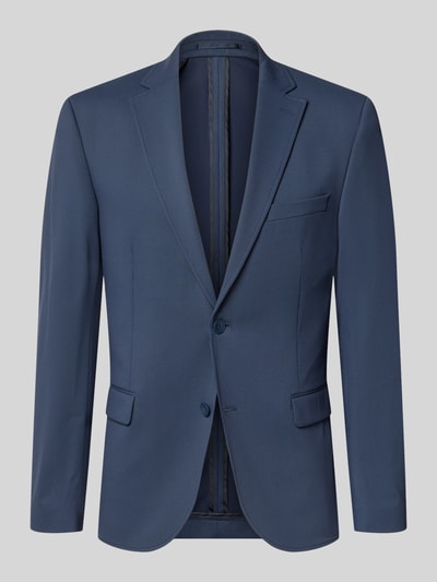 Produktfoto, Slim Fit 2-Knopf-Sakko mit Pattentaschen von bugatti in Blau, Material-Mix mit Stretch-Anteil und Reverskragen, glatte Struktur