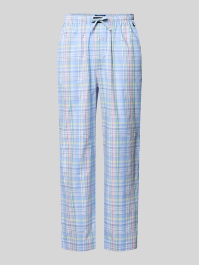 Produktfoto, Comfort Fit Pyjama-Hose mit Polo-Bear-Muster Modell 'PJ PANT-SLEEP-BOTTOM' von Polo Ralph Lauren Underwear, kariertes Allover-Muster in Pastellfarben, reine Baumwolle, Tunnelzug, elastischer Bund, seitliche Eingrifftaschen