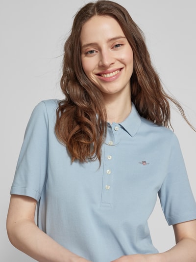 Gant Knielange polojurk met labelstitching Lichtblauw - 3