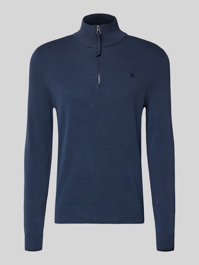 Produktfoto, Gebreide pullover met schipperskraag van Lerros, puur katoen, regular fit, ribboorden, korte ritssluiting, labelstitching.