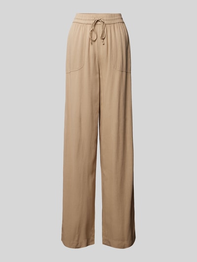 Kaffe Wide leg stoffen broek met opgestikte zakken, model 'milia' Taupe - 2