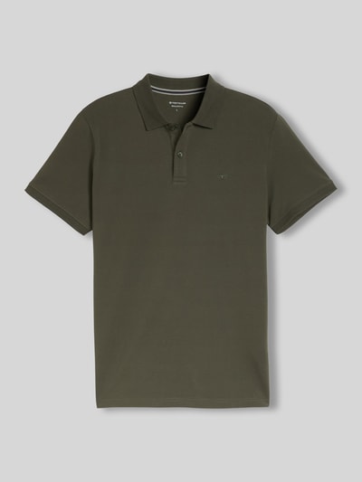 Produktfoto, Regular Fit Poloshirt aus reiner Baumwolle von Tom Tailor in Grün, Optik: Unifarben, Piqué-Struktur, Logo-Stitching, Kurzarm