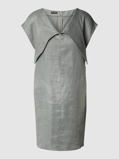 Emporio Armani Mini-jurk van zuiver linnen met lange puntkraag Kaki - 2