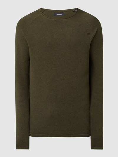 Jack & Jones Strickpullover mit Label-Patch Modell 'HILL' Oliv 2