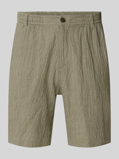 Produktfoto, Shorts mit Strukturmuster Modell 'BILL' von Jack & Jones Premium aus Baumwoll-Mix mit Stretch-Anteil, beige, sichtbare Struktur.
