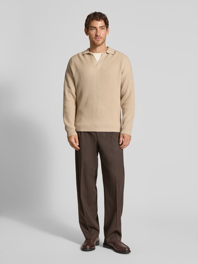 Drykorn Strickpullover mit Polokragen Beige 1