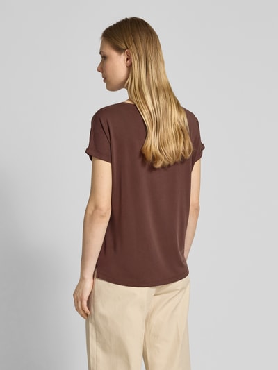 Christian Berg Woman T-shirt met geribde ronde hals Chocoladebruin - 5