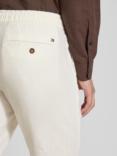 Tommy Hilfiger Loose fit stoffen broek van linnenmix, model 'HARLEM' Wit - 3