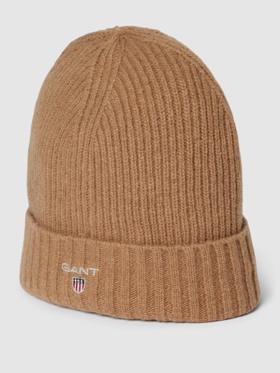 Gant Czapka beanie z wyhaftowanym logo model ‘LINED’ Średniobrązowy 1