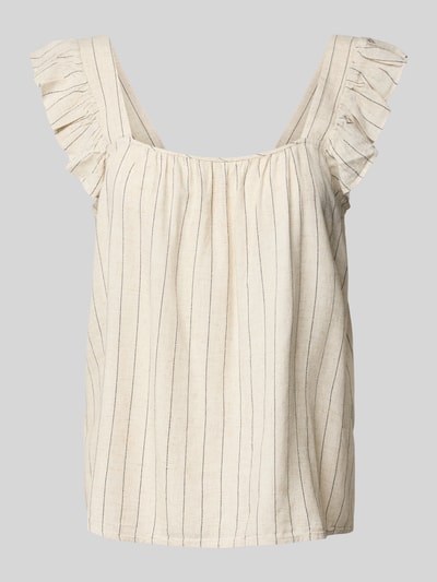 Pieces Relaxed Fit Top aus Viskose-Leinen-Mix Modell 'PIA' Ecru 2