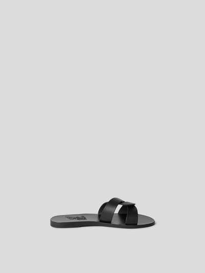 Ancient Greek Sandals Slides aus Leder Black 5