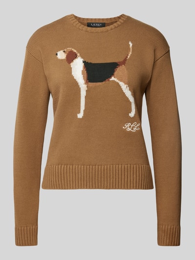 Lauren Ralph Lauren Sweter z dzianiny z wyhaftowanym motywem model ‘RIEDNEE’ Camel 2