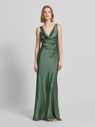 LUXUAR FASHION Avondjurk met vetersluiting aan de achterkant Groen - 4