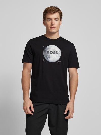 BOSS Orange T-shirt z nadrukowanym motywem i logo model ‘Moon’ Czarny 4