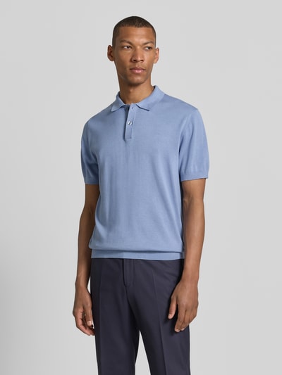 Christian Berg Men Regular Fit Poloshirt in Strick-Optik Eisblau 4