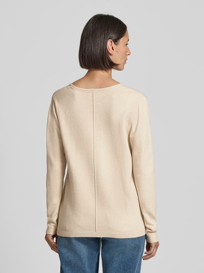 FREE/QUENT Gebreide pullover met deelnaad, model 'Claura' Beige - 5