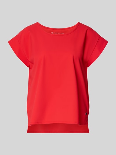 Produktfoto, T-Shirt mit Rundhalsausschnitt von Raffaello Rossi in leuchtendem Rot, Relaxed-Fit, Material-Mix mit Stretch-Anteil, Modell GRIT, Rückenlänge bei Größe 36: 59 cm