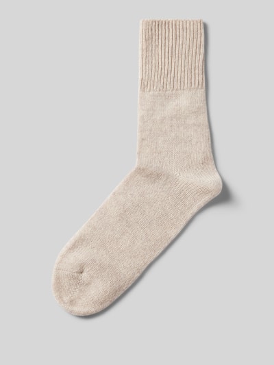 Christian Berg Woman Socken aus Kaschmir mit gerippten Rippbündchen Beige Melange 1