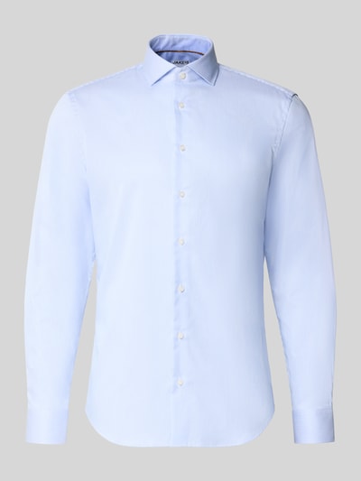 Produktfoto, Slim Fit Businesshemd aus reiner Baumwolle von Jake*s in Hellblau mit dezenten Streifen, strukturierte Stoffoberfläche