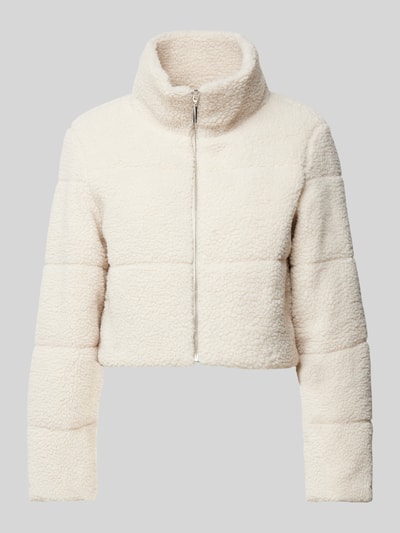 Only Regular Fit Teddy-Jacke mit Trennnähten und verkürztem Schnitt Modell 'SANDRA' Beige Melange 1