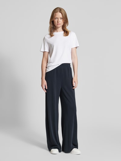 mbyM Straight leg stoffen broek met elastische band, model 'Asaka' Zwart - 1