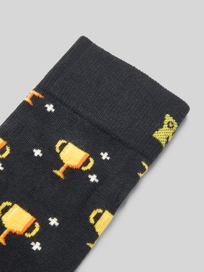 Happy Socks Sokken met motiefstitching, model 'YOU WIN' Zwart - 2