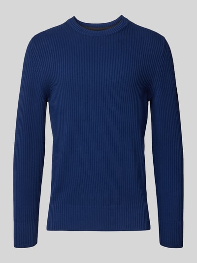 Marc O'Polo Regular Fit Strickpullover aus reiner Baumwolle mit markanter Rippstruktur Royal 2