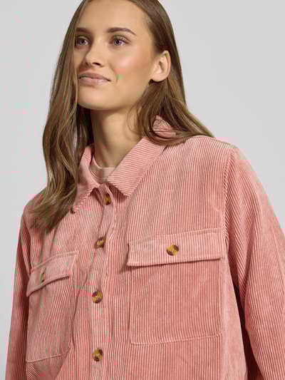 Pieces Bluzka koszulowa o luźnym kroju z imitacji sztruksu model ‘EFFI’ Różowawy 3
