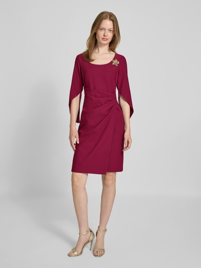 Vera Mont Knielange cocktailjurk met applicatie Bordeaux - 4
