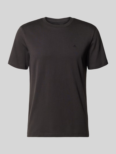 Produktfoto, T-Shirt mit Label-Stitching und Rundhalsausschnitt von Scotch & Soda in Schwarz, Reine Baumwolle, Regular-Fit, Rückenlänge 68 cm bei Größe M