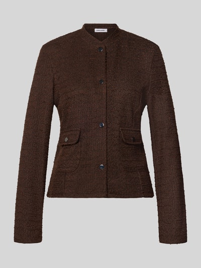 Produktfoto, Blazer mit Viskose-Anteil in Bouclé-Optik von MORE, braune Farbe, strukturierte Oberfläche, aufgesetzte Taschen, taillierte Passform