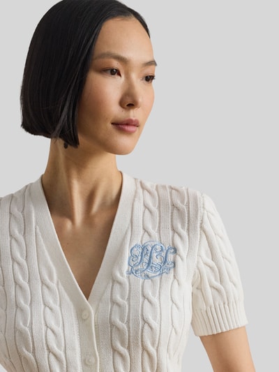 Lauren Ralph Lauren Regulat Fit Strickjacke mit kurzem Arm aus reiner Baumwolle Weiss 3